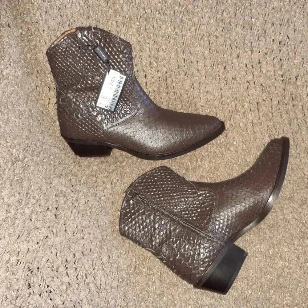 MASSIMO DUTTI-Snake Print Leather Booties